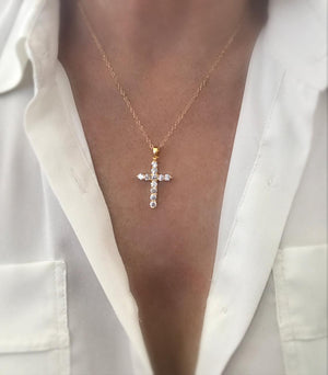 Large CZ Cross Necklace