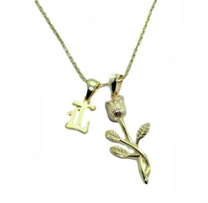 Rose & Old English Initial Necklace
