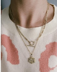 Double Layered Hexagon Initial Necklace