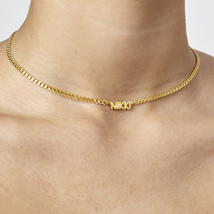 Block Curb Chain Name Necklace