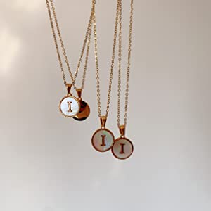 Opal-Shell Initial Necklace