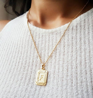 Rectangle Initial Pendant Necklace