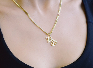 Double Old English Initial Necklace