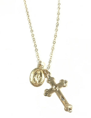 Cross and Mary Necklace