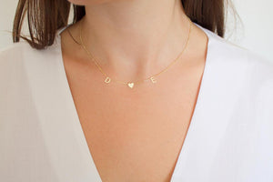Spaced Initial Heart Necklace