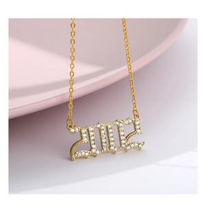CZ Stainless Steel Year Necklace