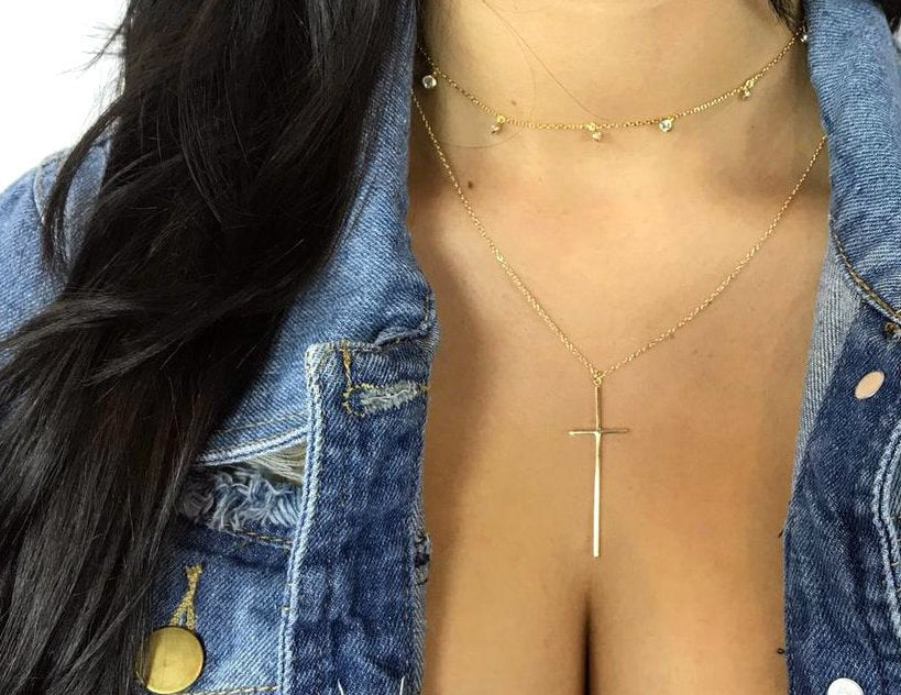 Large, Long Cross Necklace