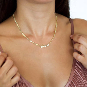 Block Curb Chain Name Necklace