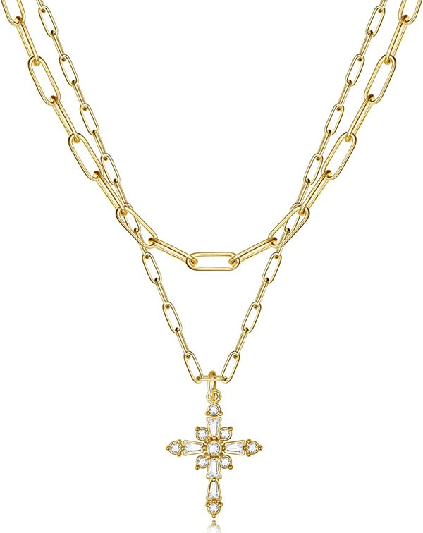 Double Layered Cross Link Necklace