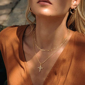 Double Layered Cross Link Necklace