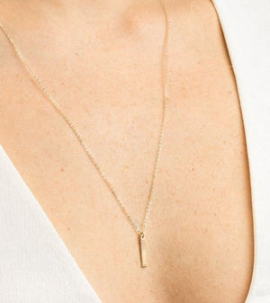 Dainty Engraved Vertical Bar Necklace