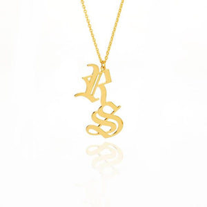 Double Old English Initial Necklace