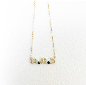 Date Necklace with Birthstone