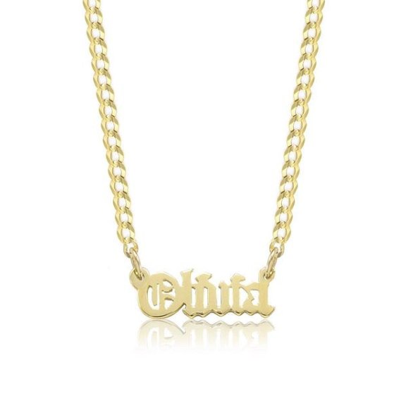 Old English Name Necklace with Curb Chain