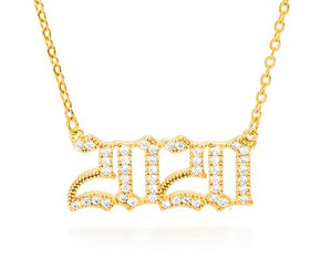 CZ Stainless Steel Year Necklace