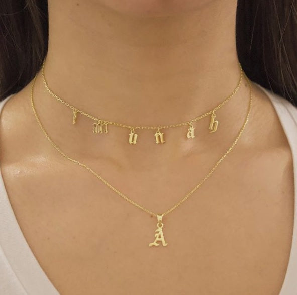 Drop Necklace - Old English Font