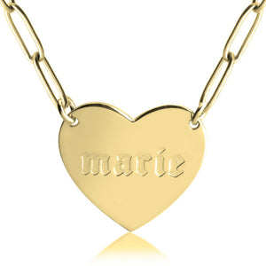 Engraved Heart - Modern Chain Necklace