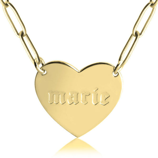 Engraved Heart - Modern Chain Necklace