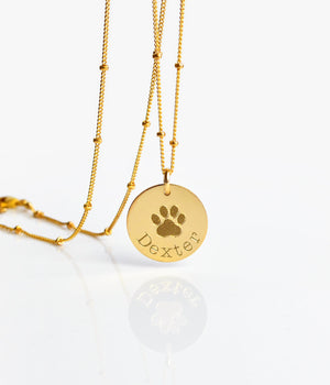 Pet Paw & Name Disc Necklace