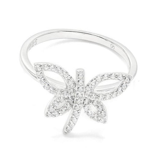 Hollow CZ Butterfly Ring