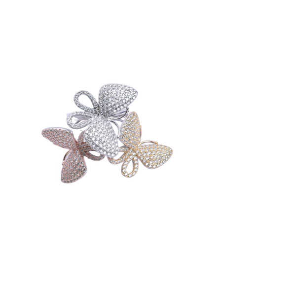 CZ Triple Butterfly Ring (Large)
